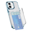 For iPhone 16 Plus Card Holder Acrylic Hybrid TPU Phone Case(Transparent Blue) - free shipping - PMC TechLife - Order now!