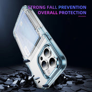 For iPhone 16 Plus Card Holder Acrylic Hybrid TPU Phone Case(Transparent Blue)