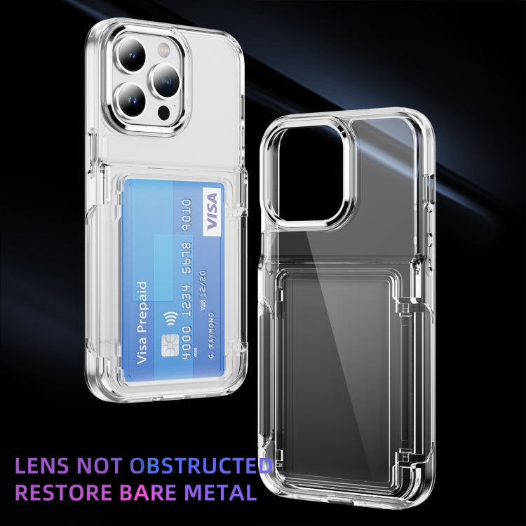 For iPhone 16 Plus Card Holder Acrylic Hybrid TPU Phone Case(Transparent)