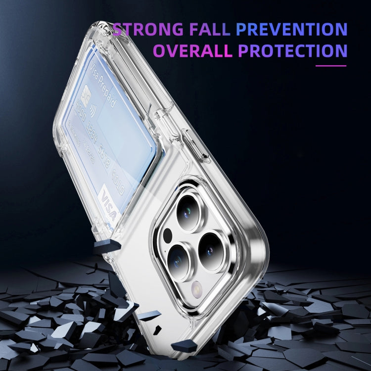 For iPhone 16 Plus Card Holder Acrylic Hybrid TPU Phone Case(Transparent)