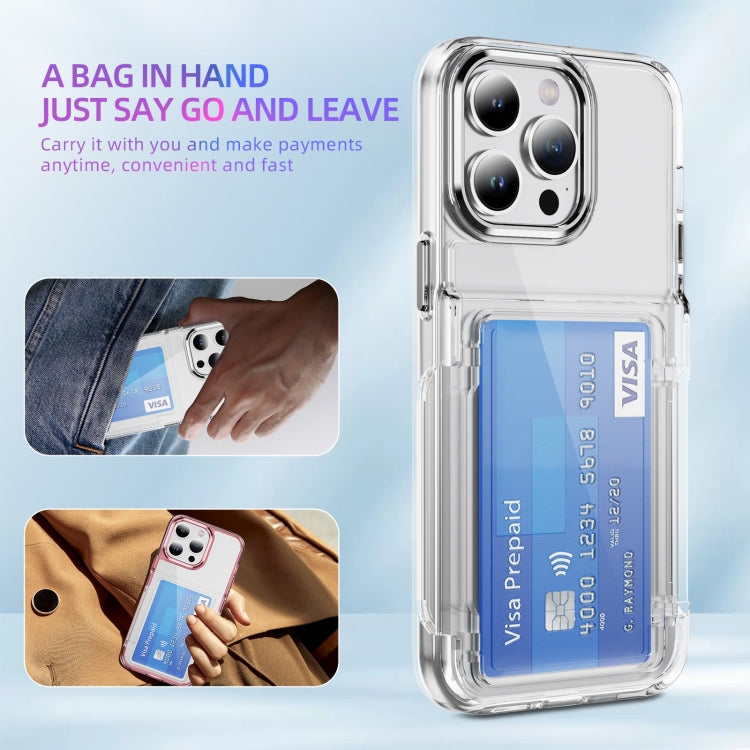 For iPhone 16 Plus Card Holder Acrylic Hybrid TPU Phone Case(Transparent)