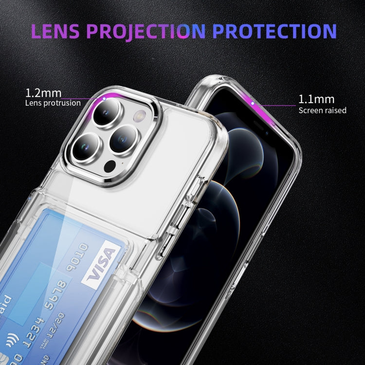For iPhone 16 Plus Card Holder Acrylic Hybrid TPU Phone Case(Transparent)