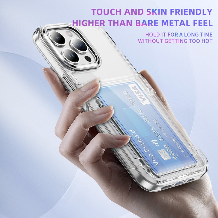 For iPhone 16 Plus Card Holder Acrylic Hybrid TPU Phone Case(Transparent)