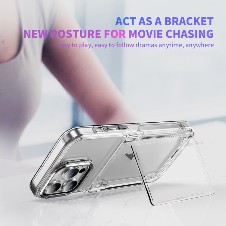 For iPhone 16 Plus Card Holder Acrylic Hybrid TPU Phone Case(Transparent)