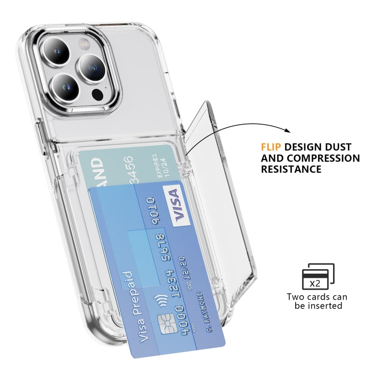 For iPhone 16 Plus Card Holder Acrylic Hybrid TPU Phone Case(Transparent)