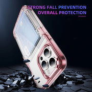 For iPhone 16 Pro Max Card Holder Acrylic Hybrid TPU Phone Case(Transparent Pink)