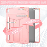 For iPad Air 11 2024 T Holder Robot Silicone Hybrid PC Tablet Case(Rose Gold)