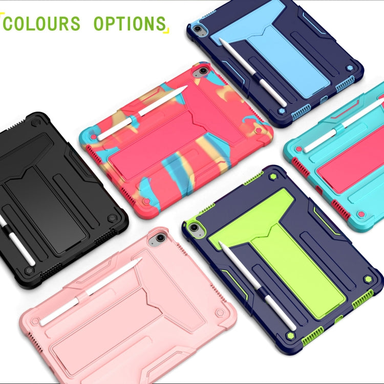 For iPad Air 11 2024 T Holder Robot Silicone Hybrid PC Tablet Case(Rose Gold)