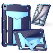 For iPad Air 11 2025 /  2024 T Holder Robot Silicone Hybrid PC Tablet Case(Navy Blue Blue)
