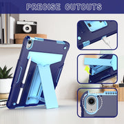 For iPad Air 11 2025 /  2024 T Holder Robot Silicone Hybrid PC Tablet Case(Navy Blue Blue)