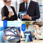 For iPad Air 11 2025 /  2024 T Holder Robot Silicone Hybrid PC Tablet Case(Navy Blue Blue)