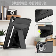 For iPad Air 11 2024 T Holder Robot Silicone Hybrid PC Tablet Case(Black)