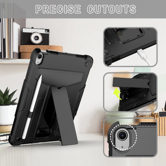 For iPad Air 11 2024 T Holder Robot Silicone Hybrid PC Tablet Case(Black)