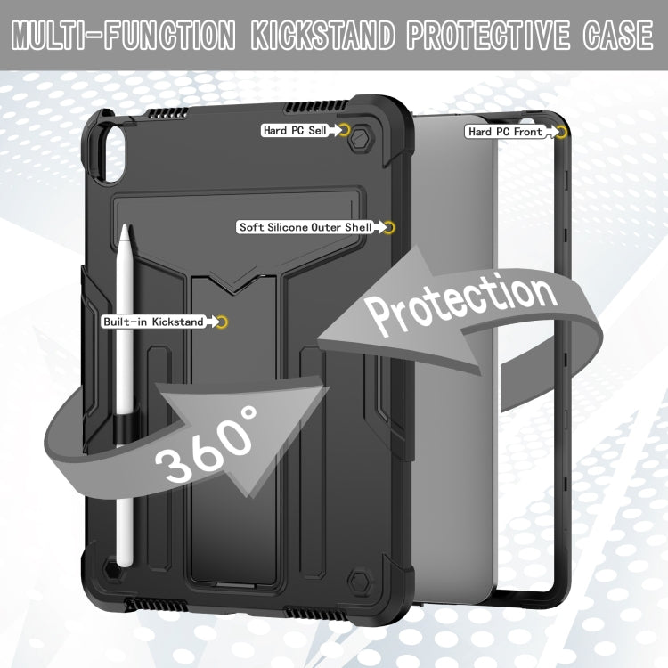 For iPad Air 11 2024 T Holder Robot Silicone Hybrid PC Tablet Case(Black)