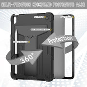 For iPad Air 11 2024 T Holder Robot Silicone Hybrid PC Tablet Case(Black)