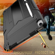 For iPad Air 11 2024 T Holder Robot Silicone Hybrid PC Tablet Case(Black)
