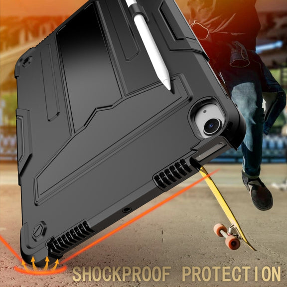 For iPad Air 11 2024 T Holder Robot Silicone Hybrid PC Tablet Case(Black)
