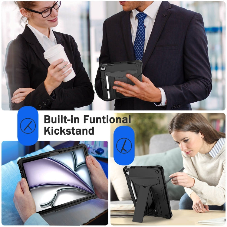 For iPad Air 11 2024 T Holder Robot Silicone Hybrid PC Tablet Case(Black)