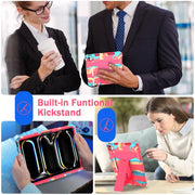 For iPad Pro 11 2024 T Holder Robot Silicone Hybrid PC Tablet Case(Camouflage Rose Red)