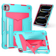For iPad Pro 11 2024 T Holder Robot Silicone Hybrid PC Tablet Case(Mint Rose Red) - iPad Pro 11 2024 Cases by PMC TechLife | Online Shopping South Africa | PMC TechLife | Buy Now Pay Later Mobicred