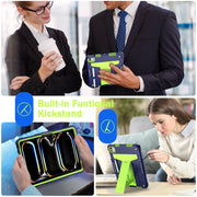 For iPad Pro 11 2024 T Holder Robot Silicone Hybrid PC Tablet Case(Navy Yellow Green)