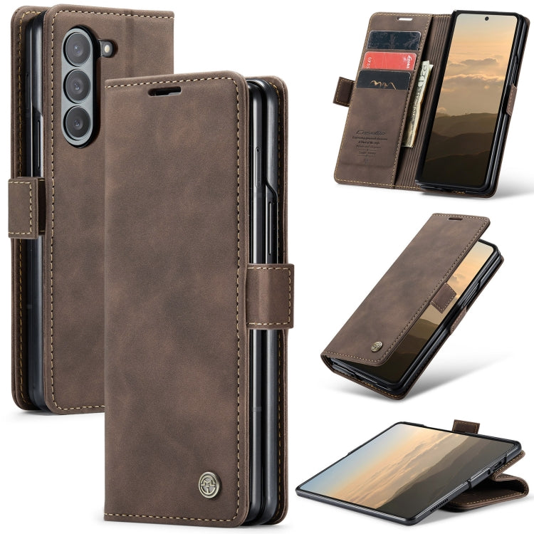 For Samsung Galaxy Z Fold6 5G CaseMe 013 Multifunctional Horizontal Flip Leather Phone Case(Coffee)