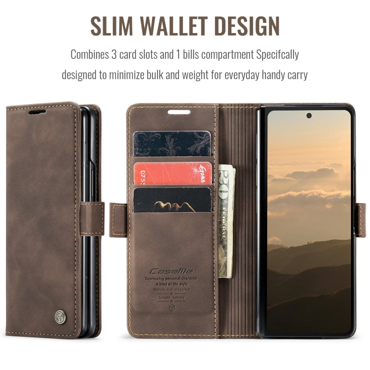 For Samsung Galaxy Z Fold6 5G CaseMe 013 Multifunctional Horizontal Flip Leather Phone Case(Coffee)