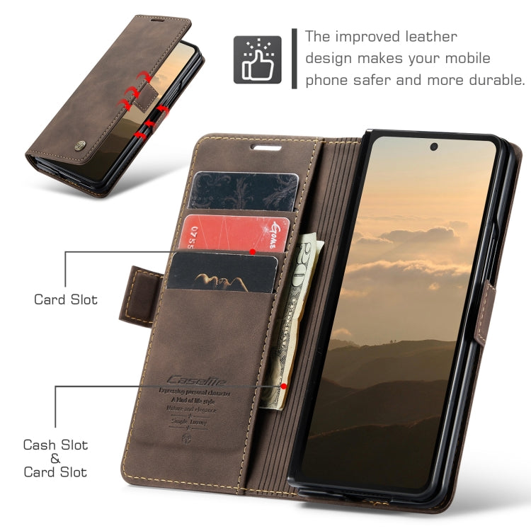 For Samsung Galaxy Z Fold6 5G CaseMe 013 Multifunctional Horizontal Flip Leather Phone Case(Coffee)