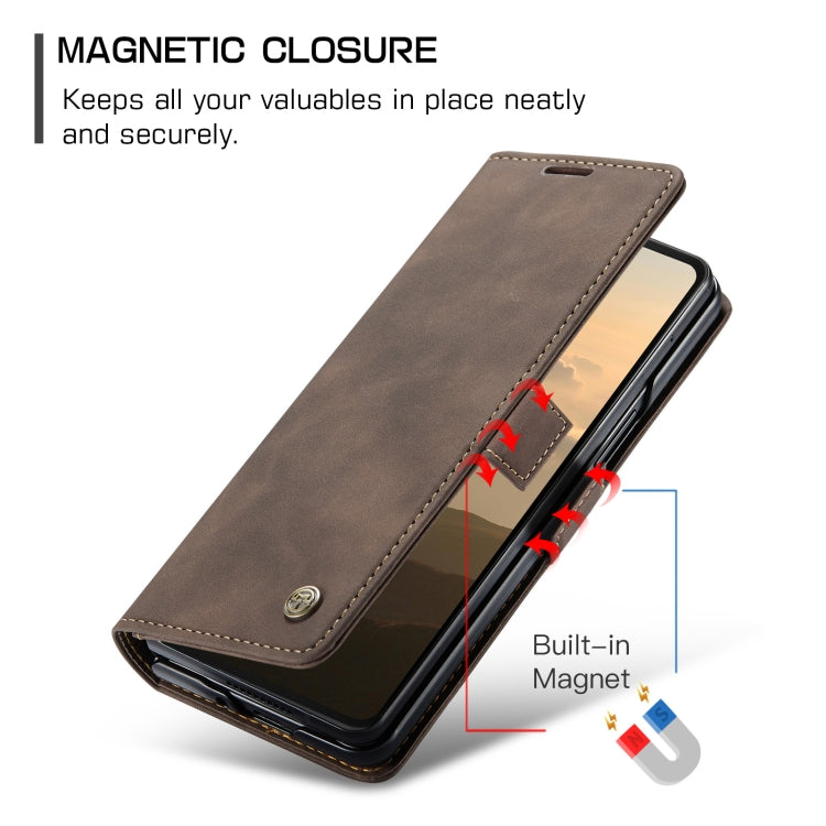 For Samsung Galaxy Z Fold6 5G CaseMe 013 Multifunctional Horizontal Flip Leather Phone Case(Coffee)