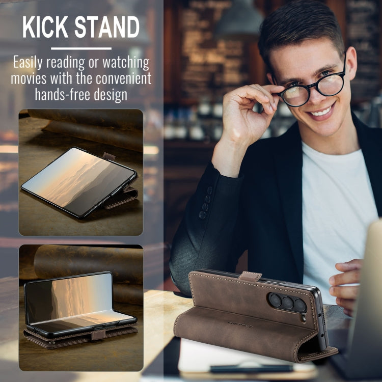 For Samsung Galaxy Z Fold6 5G CaseMe 013 Multifunctional Horizontal Flip Leather Phone Case(Coffee)