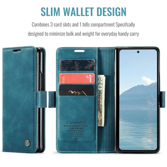 For Samsung Galaxy Z Fold6 5G CaseMe 013 Multifunctional Horizontal Flip Leather Phone Case(Blue)