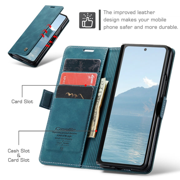 For Samsung Galaxy Z Fold6 5G CaseMe 013 Multifunctional Horizontal Flip Leather Phone Case(Blue)