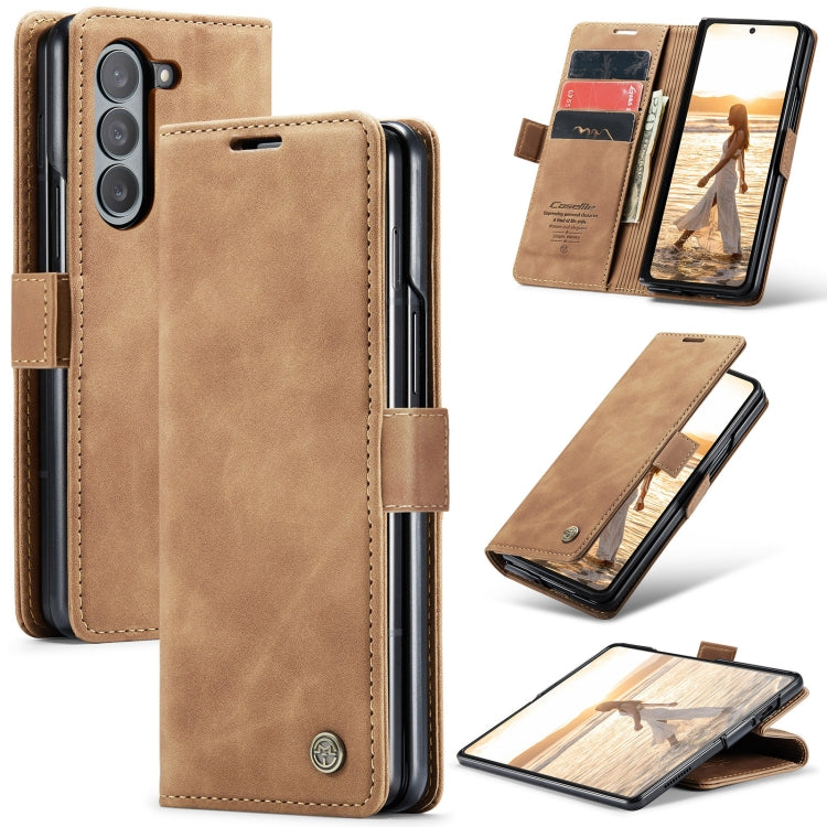 For Samsung Galaxy Z Fold6 5G CaseMe 013 Multifunctional Horizontal Flip Leather Phone Case(Brown)