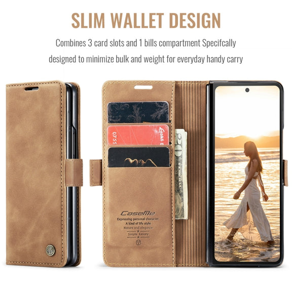 For Samsung Galaxy Z Fold6 5G CaseMe 013 Multifunctional Horizontal Flip Leather Phone Case(Brown)