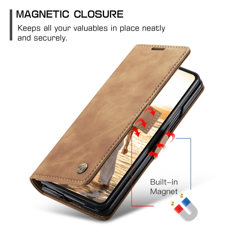 For Samsung Galaxy Z Fold6 5G CaseMe 013 Multifunctional Horizontal Flip Leather Phone Case(Brown)