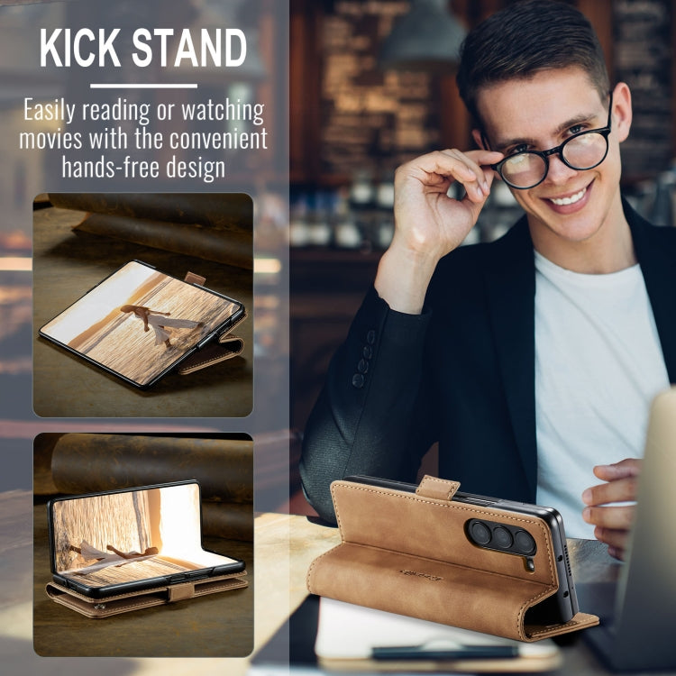 For Samsung Galaxy Z Fold6 5G CaseMe 013 Multifunctional Horizontal Flip Leather Phone Case(Brown)