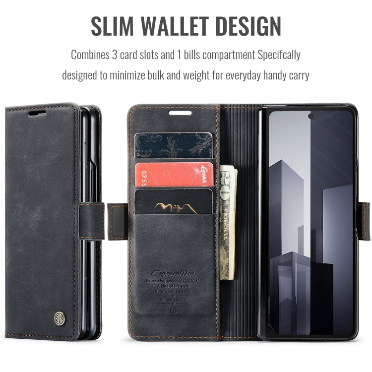 For Samsung Galaxy Z Fold6 5G CaseMe 013 Multifunctional Horizontal Flip Leather Phone Case(Black)