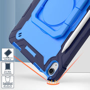 For iPad Air 11 2025 / 2024 Handle Grip Holder Silicone Hybrid PC Tablet Case with Strap(Navy Blue Blue)