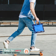 For iPad Air 11 2025 / 2024 Handle Grip Holder Silicone Hybrid PC Tablet Case with Strap(Navy Blue Blue)