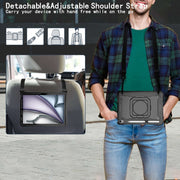 For iPad Air 11 2024 Handle Grip Holder Silicone Hybrid PC Tablet Case with Strap(Black)