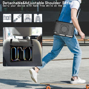 For iPad Pro 11 2024 Handle Grip Holder Silicone Hybrid PC Tablet Case with Strap(Black)