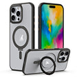 For iPhone 16 Pro Max MagSafe Airbag Shockproof Frosted Phone Case with Fold Holder(Black) - iPhone 16 Pro Max Cases by PMC TechLife | Online Shopping South Africa | PMC TechLife | Buy Now Pay Later Mobicred