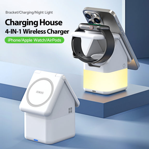 DUZZONA W20 4 in 1 15W Magnetic Wireless Charger Station(White)