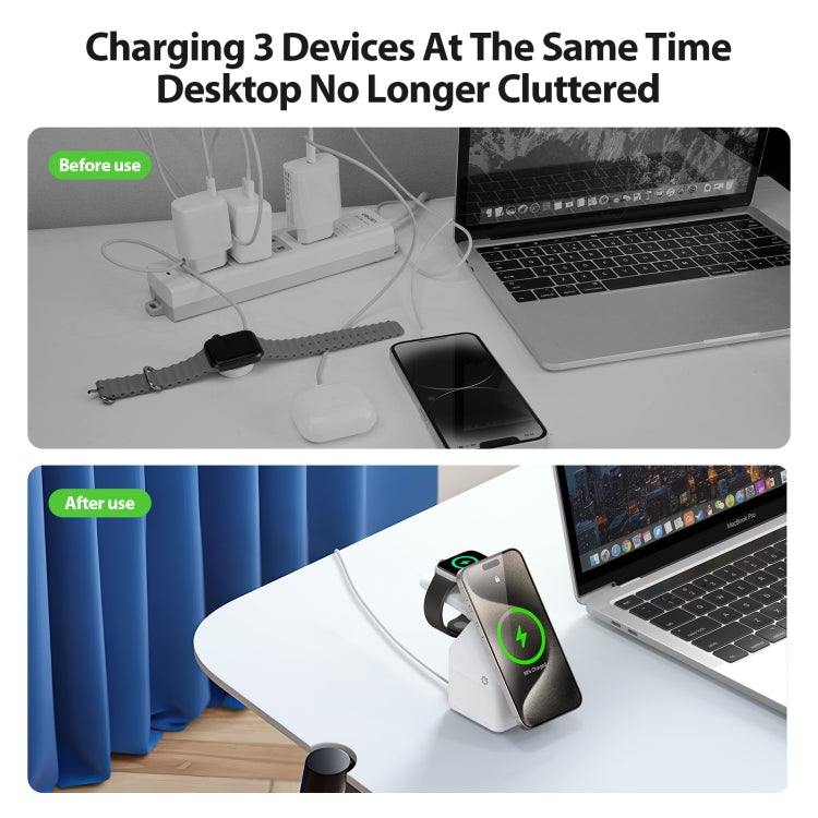 DUZZONA W20 4 in 1 15W Magnetic Wireless Charger Station(White)