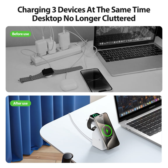 DUZZONA W20 4 in 1 15W Magnetic Wireless Charger Station(White)