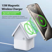 DUZZONA W20 4 in 1 15W Magnetic Wireless Charger Station(White)