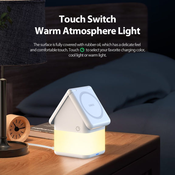 DUZZONA W20 4 in 1 15W Magnetic Wireless Charger Station(White)