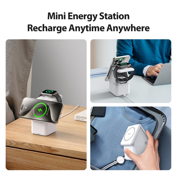 DUZZONA W20 4 in 1 15W Magnetic Wireless Charger Station(White)