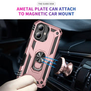For iPhone 16 Shockproof TPU Hybrid PC Phone Case with Holder(Rose Gold)