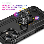For iPhone 16 Plus Shockproof TPU Hybrid PC Phone Case with Holder(Black)